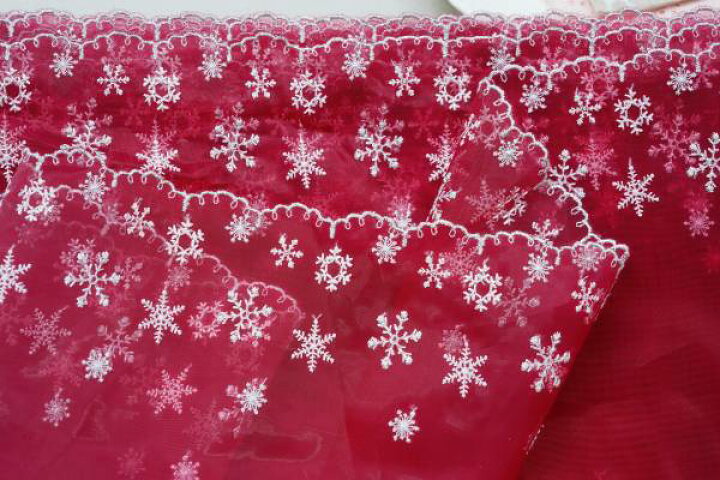 楽天市場】＜新色入荷＞素敵な 銀糸入り 雪の花 刺繍 硬め チュール 