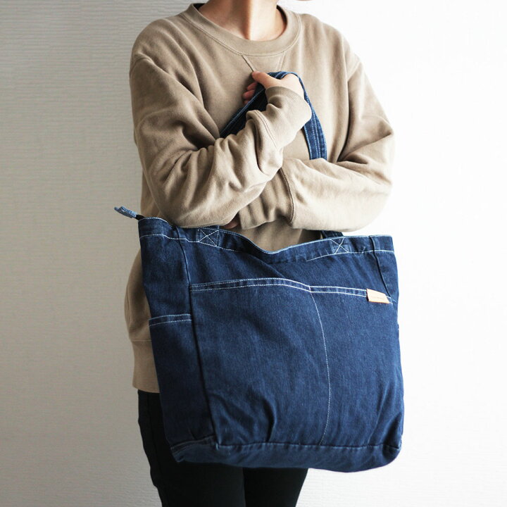 楽天市場】【レビューキャンペーン】超ビッグデニムトート 革タグ付き  