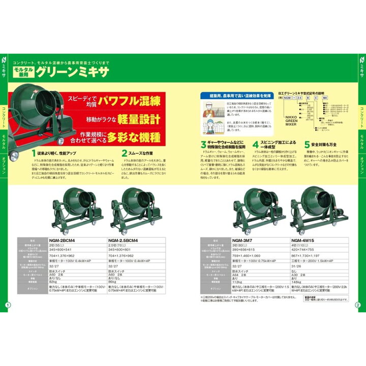 楽天市場】【アウトレット】 日工 トンボ グリーンミキサー 