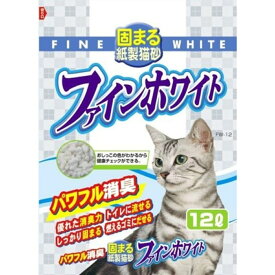 常陸化工 ファインホワイト 固まる紙製猫砂 猫用 12L×5入