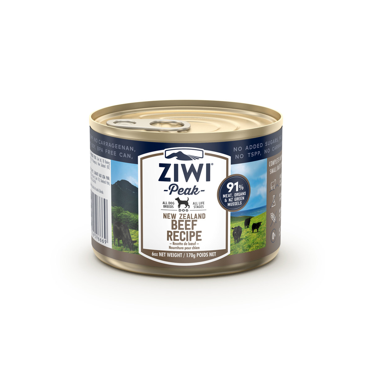 ZIWI Peak ジウィピーク ドッグ缶 ビーフレシピ4缶、ラムレシピ1缶