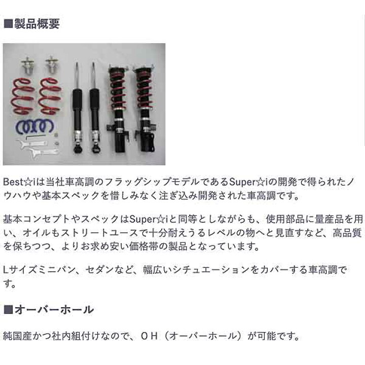 楽天市場】RSR 車高調 Best☆i 推奨仕様 ステップワゴンスパーダ RP4 
