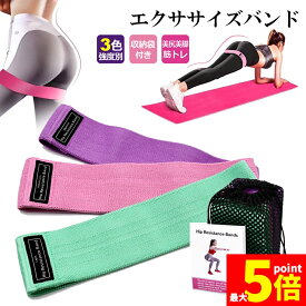 ★スーパーセール！ポイント5倍★エクササイズバンド 強度別3本セット トレーニングチューブ トレーニングバンド 筋トレチューブ フィットネスバンド ゴムバンド 収納袋 プロガイド付き 布製ループ ホームフィットネス ストレッチ ウェイトトレ