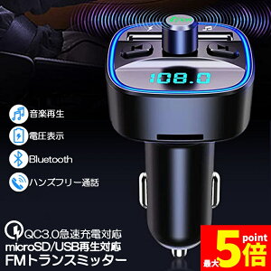 ���労�ӍՁI�|�C���g5�{��FM�g�����X�~�b�^�[ bluetooth QC3.0 �}���[�d �Ή� �n���Y�t���[�ʘb ������ micrSD USB�������[ �Đ��Ή� LED�t �V�K�[�\�P�b�g �ԍ� �[�d�� �J�[�`���[�W���[ 12V 24V �ԑ�