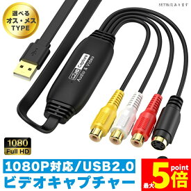★ポイント5倍 マラソンセール★「ランキング受賞！」 ビデオキャプチャ USB2.0接続 選べる オス メス キャプチャーボード ビデオキャプチャー S端子 コンポジット端子 キャプチャーケーブル ビデオ DVD VHS ゲーム機 カメラ