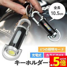 ★期間限定！ポイント5倍★キーホルダーライト カラビナ付き COB LED ライト ミニライト 携帯ライト 小型 カラビナ キーホルダー 携帯 防災グッズ アウトドア 多機能 非常用 緊急時 コンパクト 超軽量 ポケット ランタン代用 登山