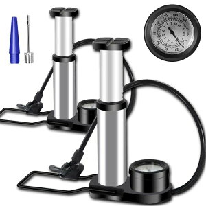 空気入れ 自転車 足踏み式 携帯用ポンプ 軽量 米式 仏式 英式対応 圧力計付き アダプタ付き ロードバイク クロスバイク フロアポンプ ボール 浮き輪 風船適用 軽量 コンパク 収納便利