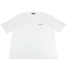 ＼＼クーポンで値引！ポイント5倍！／／ 新入荷 バレンシアガ BALENCIAGA 半袖 Tシャツ クルーネック ロゴ プリント 612966 ホワイト 白 コットン サイズL トップス カットソー アパレル メンズ レディース【中古】