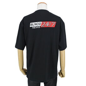 バレンシアガ BALENCIAGA コットン 半袖 Tシャツ NEWSロゴ クルーネック 612966 ブラック 黒 サイズXS トップス カットソー 新品同様 【中古】