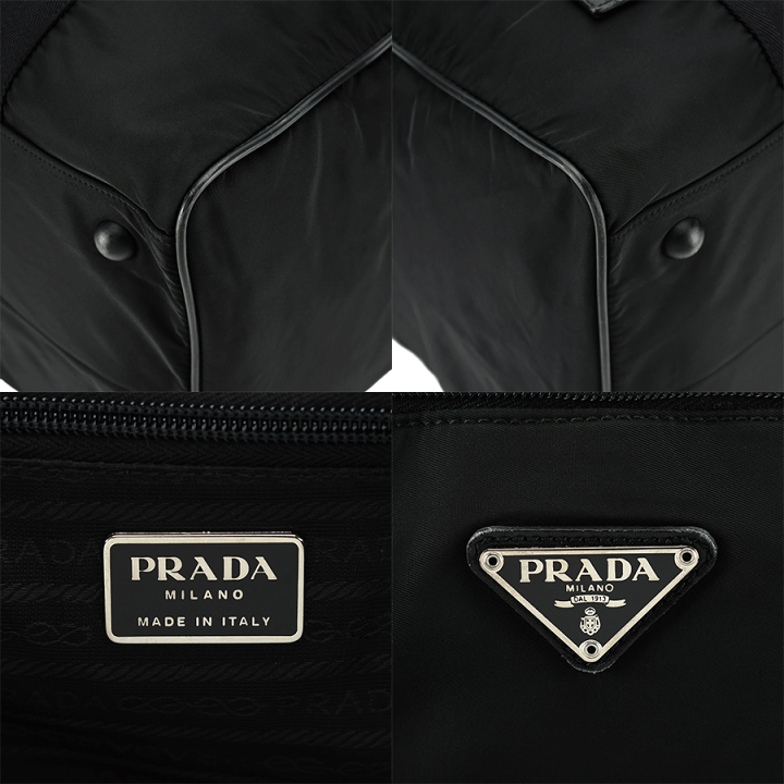 【美品】PRADA プラダ　ボストンバック　旅行用　ブラック　ナイロン　三角ロゴ ✨美品✨】 プラダ 三角ロゴ ボストンバッグ ナイロン ブラック