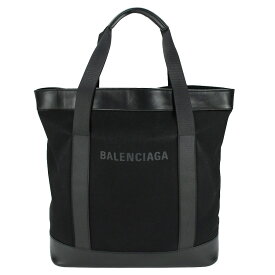 バレンシアガ BALENCIAGA ネイビー トート 374767 ブラック 黒 キャンバス レザー ロゴ トートバッグ 肩掛け ショルダー【中古】