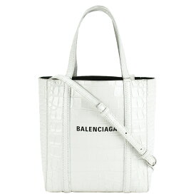 バレンシアガ BALENCIAGA エブリデイ トート XXS 2wayハンドバッグ 551815 クロコ型押し レザー ホワイト 白 シルバー金具 ショルダー ミニトート 【中古】