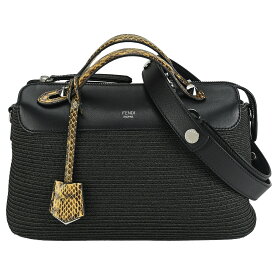 【クーポンで値引×さらにポイントUP】 フェンディ FENDI バイザウェイ ミディアム 2 way ショルダーバッグ 8BL124 ブラック 黒 イエロー ラフィア レザー パイソン 【中古】
