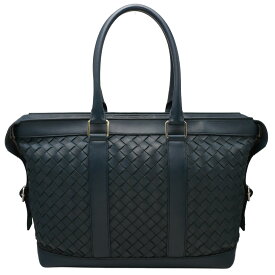 ボッテガヴェネタ BOTTEGAVENETA イントレチャート トートバッグ 667275 肩掛け ショルダー ビジネス ネイビー レザー メンズ【中古】