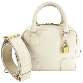 ＼＼クーポンで値引！ポイント5倍！／／ ロエベ LOEWE アナグラム アマソナ16 スクエア A039N21X01 ハンドバッグ 2way ショルダー アンゴラ ホワイト 白 レザー レディース【中古】