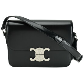 【決算セール｜12/26まで今期最安値｜終了後値上げ！】 セリーヌ CELINE ティーン トリオンフ ショルダーバッグ ロゴ 188423 レザー ブラック 黒 シルバー金具 クロスボディ 斜め掛け レディース 【中古】