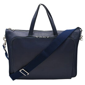 【もうすぐ終了！全品5％OFF×ポイント5倍】 ロエベ LOEWE アナグラム ロゴ 2way ブリーフケース ネイビー レザー メンズ ビジネスバッグ 肩掛け 【中古】