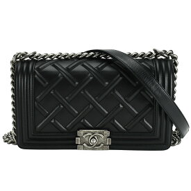[クーポン値引×ポイントUP] シャネル CHANEL ココマーク ボーイシャネル チェーンショルダーバッグ 肩掛け 斜め掛け ワンショルダー レディース レザー ブラック シルバー金具 A67086【中古】