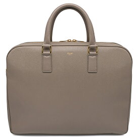 【クーポン利用で値引！さらにポイント5倍!】 セリーヌ CELINE ミディアム ブリーフケース ビジネスバッグ メンズ レザー グレー ベージュ グレージュ ゴールド金具 190423 【中古】