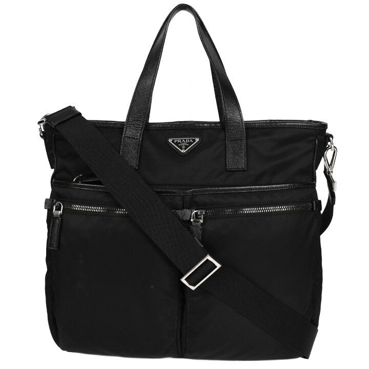 PRADA◇トライアングルロゴ/三角プレート/ハンドバッグ/トートバッグ 