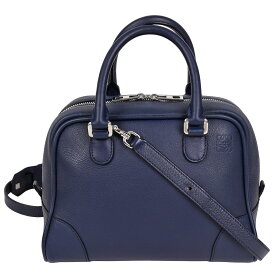 【クーポンでお得×さらにポイントUP】 ロエベ LOEWE アナグラム アマソナ75 スモール 2way ハンドバッグ ショルダーバッグ ミニボストン アマソナ23 レザー ネイビー シルバー金具 【中古】