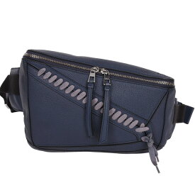 【クーポンでお得×さらにポイントUP】 新入荷 ロエベ LOEWE アナグラム パズル スリングバッグ ボディバッグ ベルトバッグ PUZZLE メンズ レザー ネイビー シルバー金具 306.50 【中古】