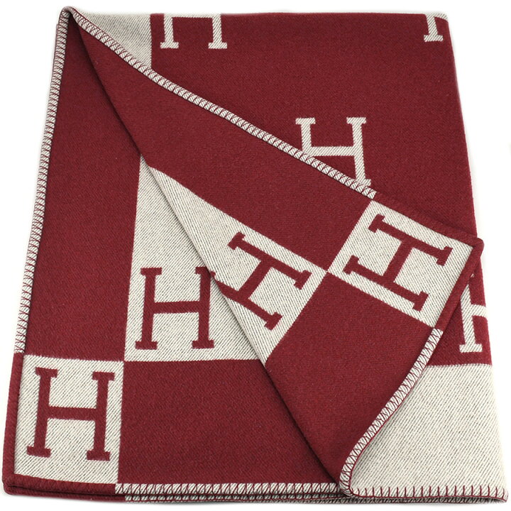 楽天市場】HERMES エルメス ブランケット アヴァロン Hロゴ レッド 赤 
