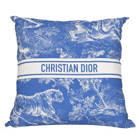 【クーポンでお得×さらにポイントUP】 ディオール Christian Dior スクエア クッション ディオリビエラ DIORIVIERA 大判 ロゴ インテリア 雑貨 アクリル リネン ブルー ホワイト HYP02RCO0U 【中古】