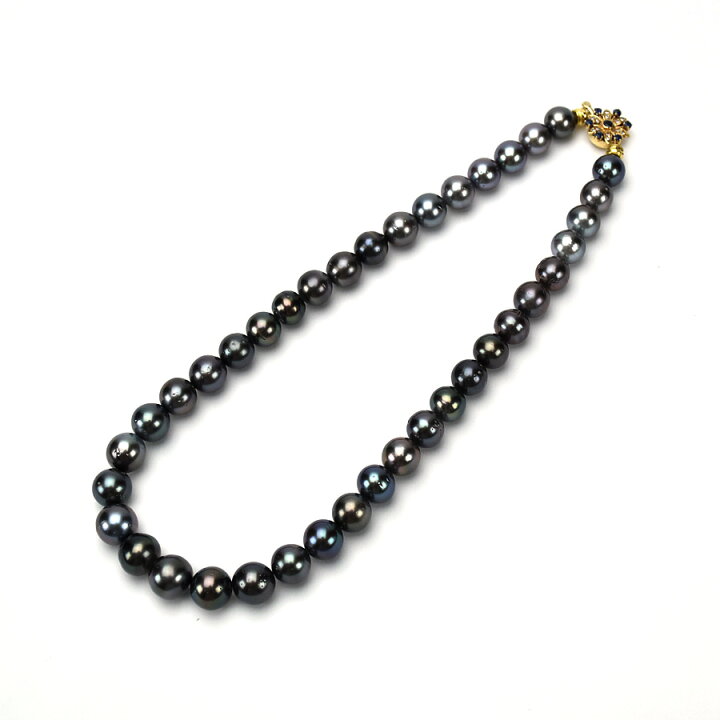 楽天市場】ブラックパール ネックレス 9.5-12ミリ 黒蝶真珠 グリ  