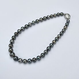 【決算セール｜12/26まで今期最安値｜終了後値上げ！】 Pt900/K14WG パールチョーカーネックレス 南洋黒真珠 10〜14mm ダイヤモンド入り ブラック 大粒パール 鑑別書付 レディースジュエリー アクセサリー 【中古】