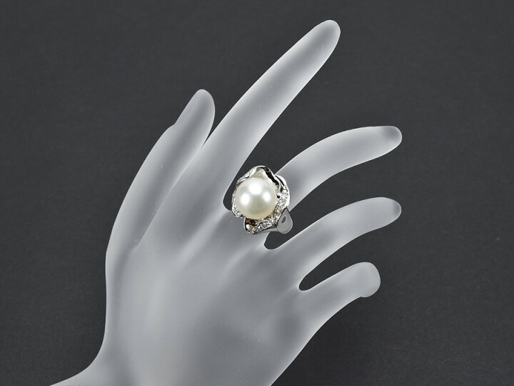 楽天市場】Pt900 ファッションリング 大粒 パール ダイヤモンド 0.29ct 