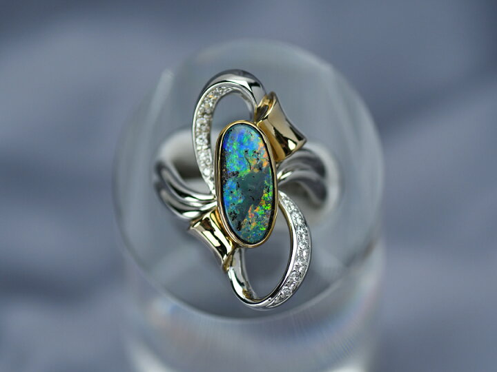 楽天市場】鑑別書付 K18/Pt900 ファッションリング ボルダーオパール  