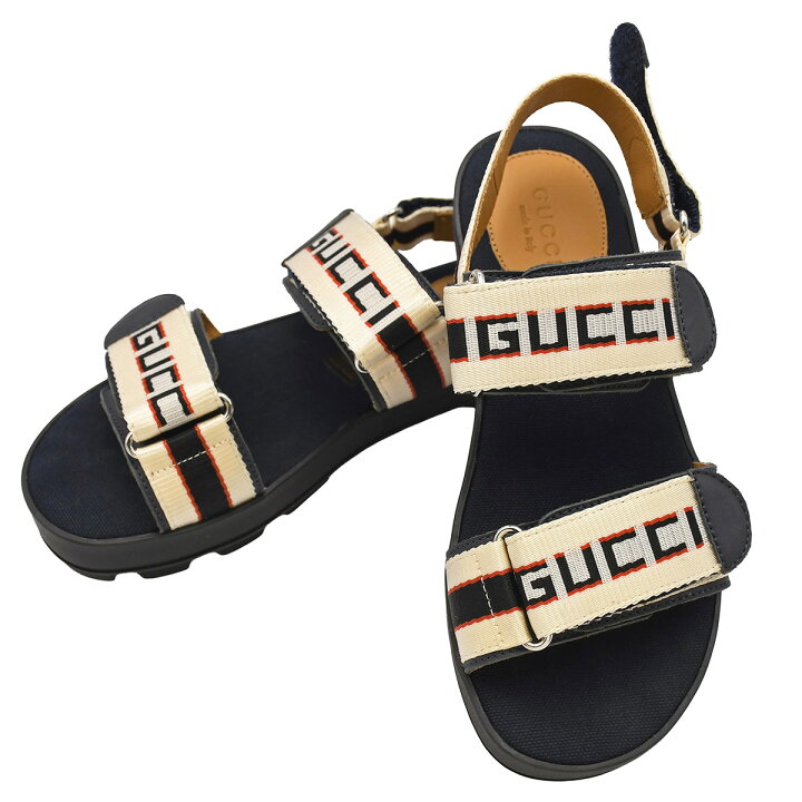 楽天市場】グッチ GUCCI ストライプ ストラップ サンダル ロゴ 
