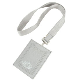 ディオール Christian Dior ナイキ カードケース ランヤード ネックストラップ付き ナイキ AIR DIOR 2NICH122 レザー グレー シルバー金具 メンズ レディース 新品同様 【中古】