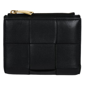 【クーポンでお得×さらにポイントUP】 新入荷 ボッテガヴェネタ BOTTEGA VENETA スモール カセット 二つ折り コンパクト ウォレット 財布 レザー ブラック 黒 ゴールド金具 742698【中古】