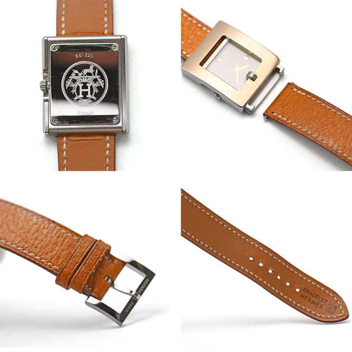 HERMES スクエア時計 交換用ベルト付き エルメス Hウォッチ 対応】HERMES H Watch 革ベルト エイチ