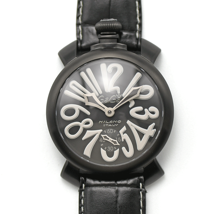 48MM 時計用 ベルト レザー ブラック ガガミラノ公式通販