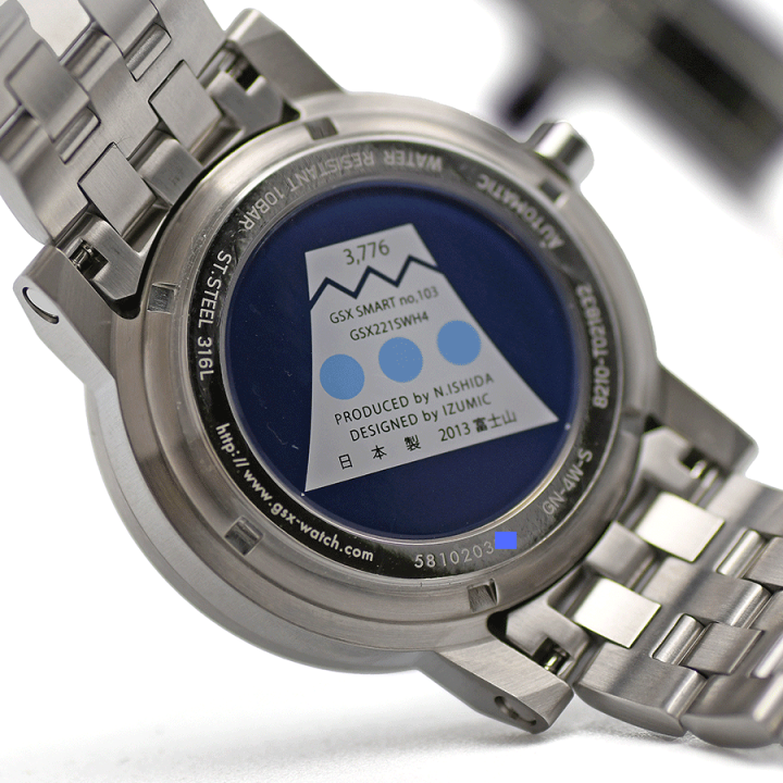 【美品】593 GSX 自動巻き 富士山 SMART ドーム状ガラス メンズ LINEUP GSX221SWH-4 | GSX WATCH JAPAN-時計・腕時計