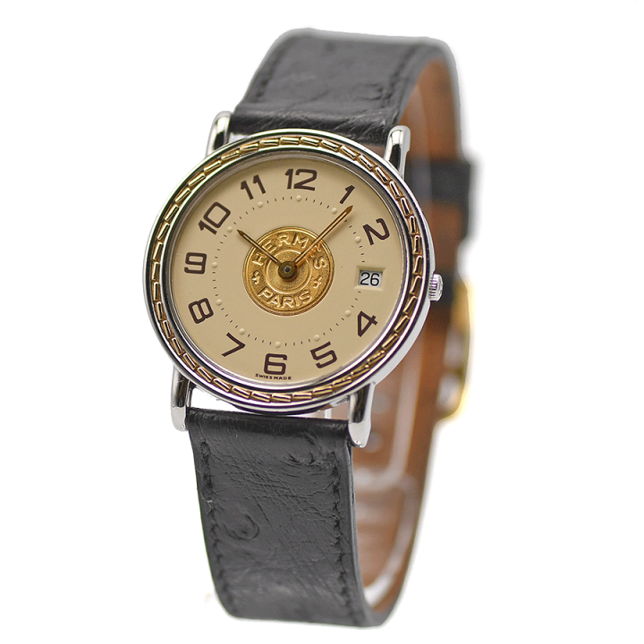 楽天市場】エルメス HERMES セリエ デイト クォーツ SS/オーストリッチ