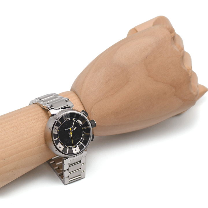 LOUIS VUITTON タンブールインブラック Q118F 革 茶色 腕時計