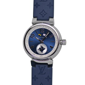 【クーポンで5%OFF×さらにポイントUP】 ルイヴィトン LOUISVUITTON タンブール ラブリーカップ 12Pダイヤ レディース クォーツ SS/ラバー ブルー文字盤 Q12MP 研磨仕上げ済み 【中古】