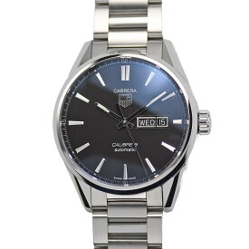 【クーポンで値引×さらにポイントUP】 タグホイヤー TAG HEUER カレラ キャリバー5 デイデイト メンズ 男性用 100m防水 ブラック 黒文字盤 WAR201A.BA0723 研磨仕上げ済み 【中古】