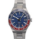 シチズン CITIZEN シリーズ8 880メカニカル メンズ 自動巻 GMT機能搭載 100m防水 ブルー文字盤 NB6030-59L 【中古】