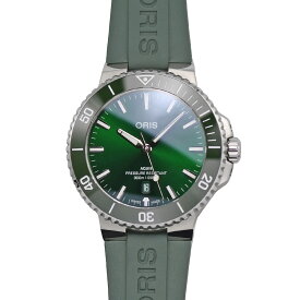 【クーポンでお得×さらにポイントUP】 オリス ORIS アクイス デイト オートマティック メンズ ダイバーズウォッチ 300m防水 グリーン 01 733 7789 4157-07 4 23 37FC 【中古】