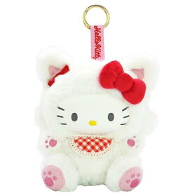 サンリオキャラクターズ ハローキティ ファインフェイスキャット ホワイト ぬいぐるみ 高さ約16cm　送料無料　白　スクバ　通学　バッグ　リュック　サンリオ　SANRIO