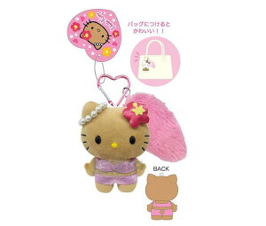 サンリオ ハローキティ しっぽ付き マスコット キーホルダー 日焼け ぬいぐるみ ボールチェーン 水着 ギャル ファー 全1種 送料無料 即納