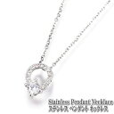 ステンレスジュエリー キュービックジルコニア アーチペンダント ネックレス シルバー テンレス CZ ハート ペンダント