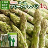 北海道 アスパラ グリーンアスパラ［露地栽培］M～2Lサイズ 1.0kg 秀品 富良野・美瑛産 送料無料 朝採り…