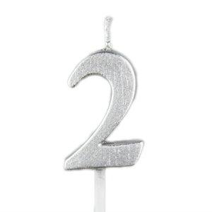 クラシックナンバーキャンドル「2」(シルバー) / 1本【 富澤商店 公式 】