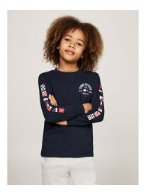 【SALE／50%OFF】(K)TOMMY HILFIGER(トミーヒルフィガー) BOYS フラッグプリントエンブロイダリーロングスリーブTシャツ TOMMY HILFIGER トミーヒルフィガー トップス カットソー・Tシャツ ネイビー ピンク レッド【RBA_E】[Rakuten Fashion]